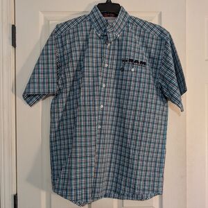 Wrangler George Strait Short Sleeve Button Up Ram Rodeo Shirt Size L